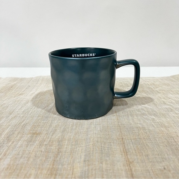 Starbucks Teal Green Iridescent Dimpled 14 Oz Ceramic Mug Year 2021 - Picture 1 of 5